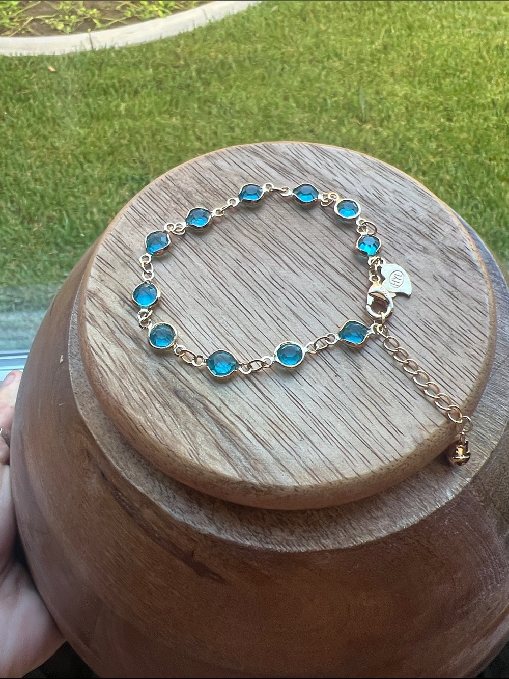 18K Gold plated Bracelet with Blue Gemstone Accents